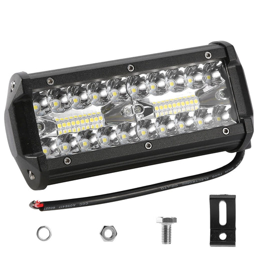 High-performance LED light bar with 24 powerful bulbs, featuring a durable black housing, electrical wiring, and mounting hardware for off-road and outdoor use.