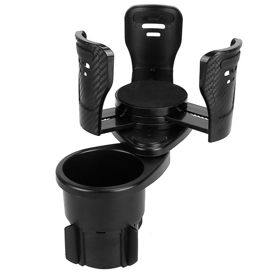 Premium black cup holder with adjustable arms for secure beverage holding, designed for car use.