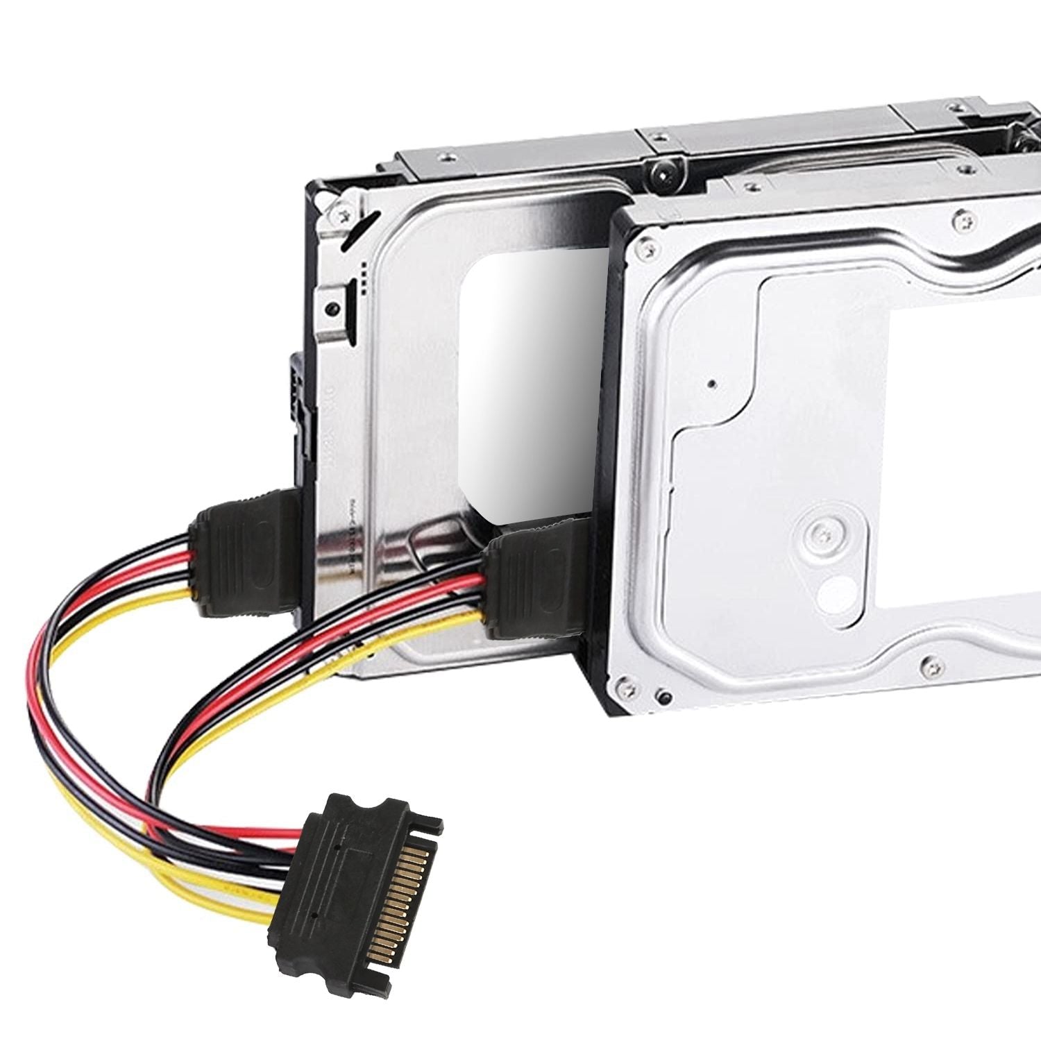Internal hard drive with SATA connector and power cables, showcasing a compact design for data storage solutions.