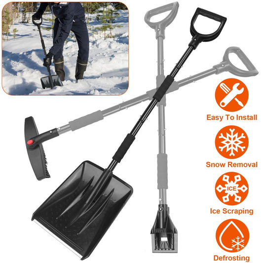 Multi-functional snow shovel and ice scraper set featuring an adjustable handle, ideal for easy snow removal, defrosting, and ice scraping on driveways or sidewalks.