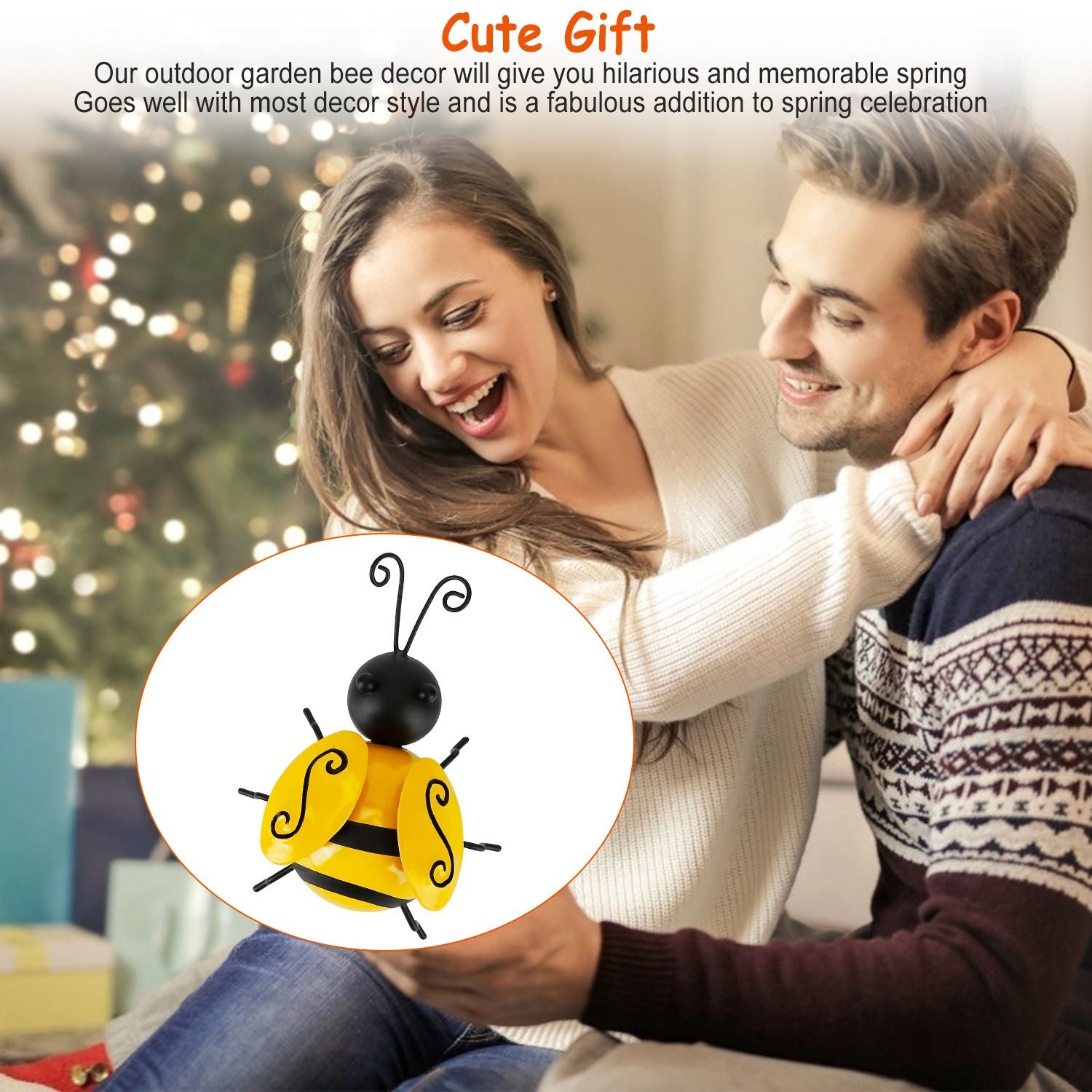 Colorful outdoor garden bee decor figurine, perfect for spring celebrations and enhancing home decor styles.