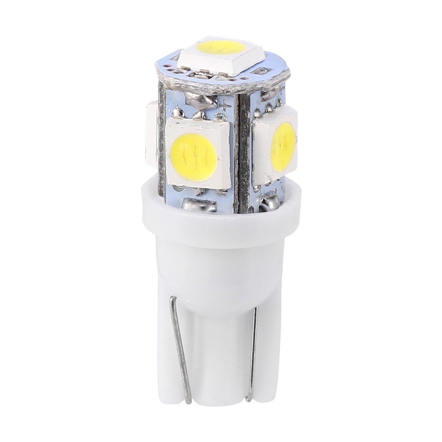 LED bulb with white base and multiple yellow light-emitting diodes for efficient lighting solutions