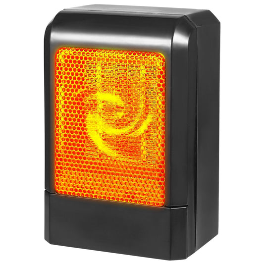 Bright orange warning light with a textured lens, housed in a sleek black casing, ideal for safety signaling and visibility.