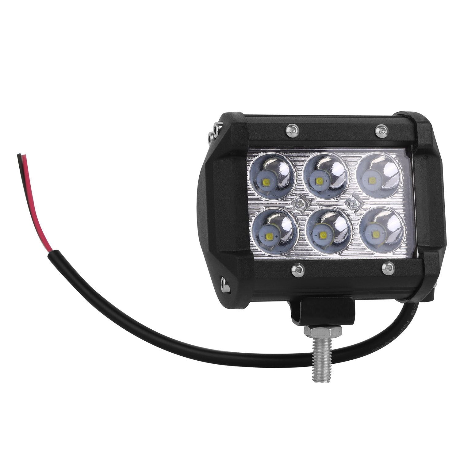High-performance LED work light with six bright bulbs, durable black housing, and wiring attached for easy installation.
