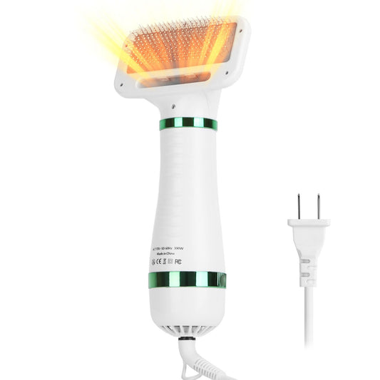 Electric hair straightening brush with heat settings, ergonomic design, and power cord, featuring a glowing heating surface for easy styling.