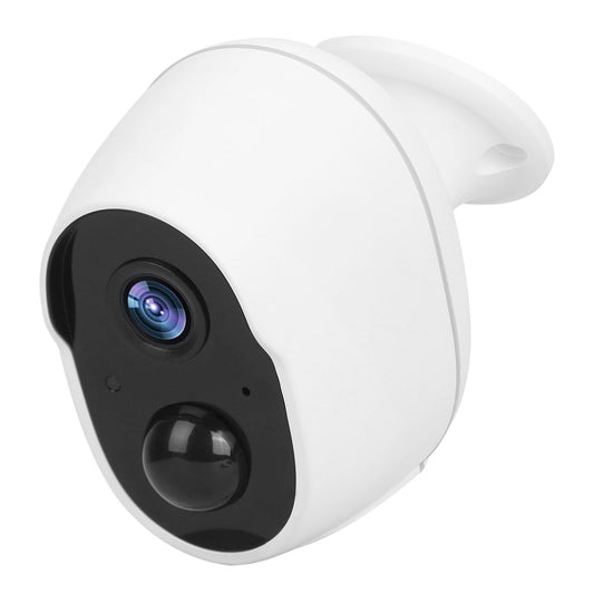 Wireless security camera with night vision and motion detection features, designed for indoor or outdoor surveillance.